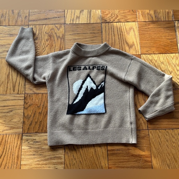 Universal Thread Long Sleeve Crewneck Sweater Les Alpes Tan Mountain Size Small - Picture 2 of 10